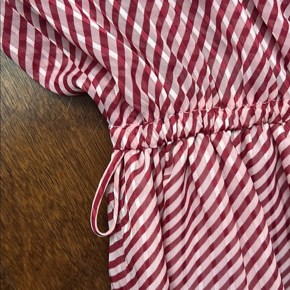 Adorable Vintage Coquette Striped Red and Pink Dress with Puff Sleeves, Size - Picture 7 of 16
